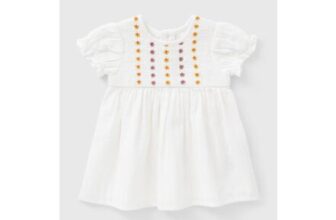 Baby White Floral Embroidered Dress (0-23mths)
