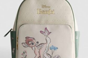 Bambi faux leather mini backpack with a front graphic, zip pockets & adjustable straps / phone holder £4 – free click and collect