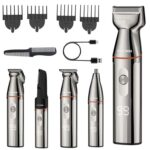BarberBoss Cordless Beard Trimmer Men Kit, 5-in-1 Shaver with Hair Clippers, Nose Trimmer, USB-C Recharge & Stainless Steel