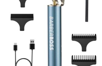 Barberboss Cordless Beard & Hair Trimmer for Men T-Blade Groomer with USB Charging, 3 Length Combs & 0.1mm Precision Blade