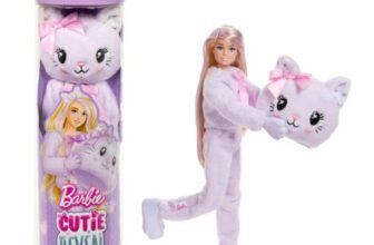 Barbie Cutie Reveal Doll with Kitten, Color Change, 10 Surprises