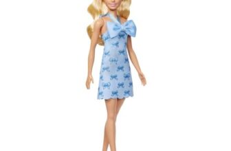 Barbie Fashionistas Doll 237, Blonde Ponytail, Blue Bow Halter Dress