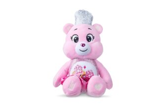 Basic Fun Care Bears x Wicked 22cm Plush Love-a-Lot Bear as Glinda Collectible Soft Toy from the Care Bears x Wicked Collaboration, Pink