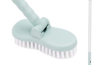 Bathroom Cleaning Brush Shower Scrubber Telescopic Long Handled Scrubbing Cleaner Mop Scrub Heads for Bathtub Tile Floor Baseboard Sink Kitchen Toilet (Blue)