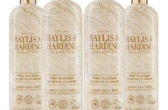Baylis & Harding Elements Pink Blossom & Lotus Flower Luxury Body Wash, 500 ml (Pack of 4) – Vegan Friendly