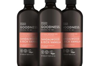 Baylis & Harding Goodness Mens Sandalwood & Vanilla Natural Shower Gel, 500 ml (Pack Of 3) Prime exclusive