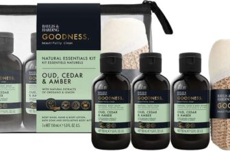 Baylis & Harding Goodness Oud, Cedar & Amber Essentials Gift Set – Vegan Friendly (Pack of 1) – with Prime