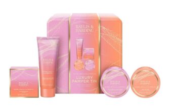 Baylis & Harding Jojoba, Vanilla & Almond Oil Luxury Pamper Tin Gift Set – Vegan Friendly