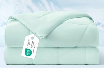 Bedsure Cooling Double Duvet for Summer – Cooling Blanket for Hot Sleepers, Lightweight Coverless Duvet with Dual-Sided Cool Tech, Soft Breathable Cold Blanket for Sleeping, Green, 200x200cm