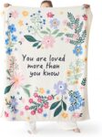 Bedsure Fleece Flower Throw Blanket – Thinking of You Gifts, Birthday Gifts for Friends, Soft Cozy Throws for Bed Single Size, Ivory, 130x150cm