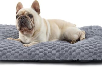 Bedsure Medium Dog Bed Washable – Bubble Fleece Dog Crate Bed with Gentle Support, Soft Dogs bed Mattress with Non-Slip Bottom, Fluffy Pet Cushion for Medium Dogs, Grey,74x53x8cm