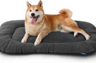 Bedsure Washable Dog Mat Large – Non Slip Bottom Crate Bed – Comfortable Fleece Dogs Mattress for Kennel, Soft Large Dog Bed for Pets Indoor – L 89×56 cm, Dark Grey