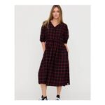 Belle Red Check Print Midi Dress