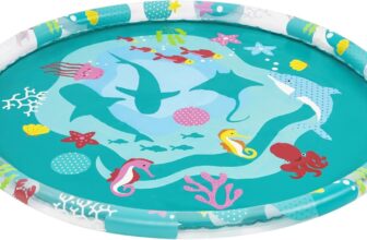 Bestway Sprinkler Splash Pad, Kids Outdoor Garden Paddling Pool, Marine-Life Ocean Print Splash Pad Sprinkler, Ages 2
