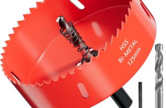 Bi-Metal Hole Saws – 125mm Wood Cutter, Metal Hole Saw, Circular Cutter for Walls, Core Drill Bit – Fast Cutting with Long-Lasting Blades for Plumbing, Conduits, Kitchens, Other DIY Projects