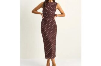 Bianco Lucci Polka Dot Bodycon Midi Dress