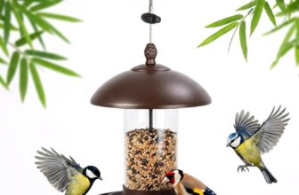 Bird Feeder, Bird Feeders for Outside Outdoors Hanging, Birds Feeder Adjustable Feeder with Wide Seed Tray and Rainproof Roof, Plastic, for Garden, Backyard, Terrace