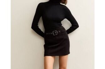 Black Belted Waist Mini Skirt