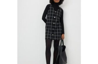 Black Check Boucle Pinafore