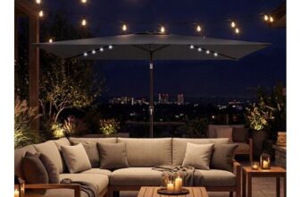 Black Outsunny 3 X 2 Garden Parasol with Lights & Cover – Free P&P