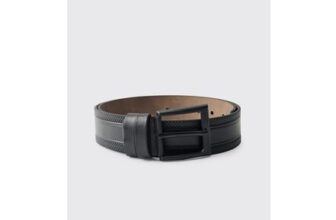 Black PU Belt with Textured Borders