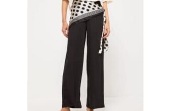 Black Polka Dot Trousers with Scarf