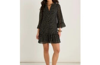 Black/Beige Animal Spot Shirt Mini Dress