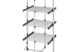 BlackDecker 3-Tier Heated Clothes Airer Aluminium Grey 140x73x68 Cm