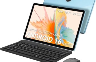 Blackview ZENO5 Android 16 Tablet, 11 Inch Tablet with Keyboard, 32GB RAM 128GB ROM, T7250 Octa-Core, 4G LTE,8300mAh, for Casual Gaming, Streaming, Creative Projects & 4G Video Calls Ocean Blue