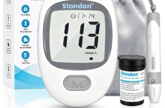 Blood Glucose Monitor Kit, Complete Diabetes Testing Set with 50 Test Strips, 50 Lancets, 500 Memory, No Coding High Accuracy Sugar Test Machine with Large Display, HCT for Home Use