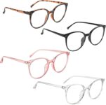 Blue Light Blocking Glasses,4 Pcs Reading Glasses for Women,Blue Light Glasses for Women Men Lightweight Eyeglasses Computer Screen Filter Anti Headache Eyestrain Glare Non-Prescription