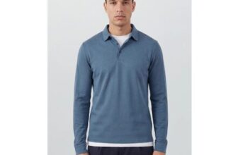 Blue Long Sleeve Smart Polo Shirt