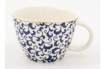 Blue Ornate Ceramic Mug 8×11.5cm