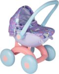 Bluey 4-in-1 Dolls Pram Pushchair Baby Doll Stroller with Adjustable Handle & 4 Play Modes Carry Cot, Seat & Pushchair Purple Jellybean Fabric Toy Pram for Kids Ages 18M