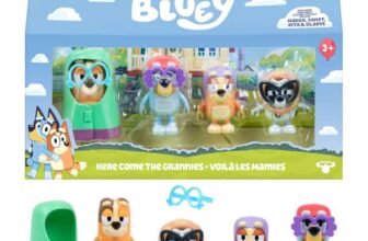 Bluey Figure 4-Pack Here Come the Grannies. 4 Episode-Themed Figures with Moving Arms & Accessories