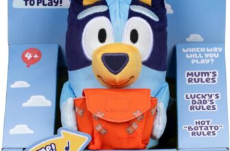 Bluey Pass the Parcel Musical Game, Soft Huggable 8 (20 cm) Bluey Plush. Three Interactive Games to Play, Incl. Hot Botato. Fun Family Game, Party Game and Preschool Game, Blue