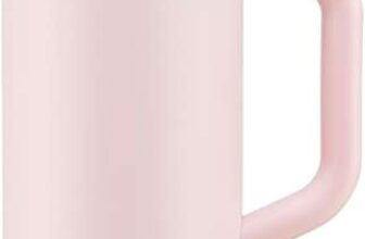 Bodum Travel Mug Tumbler 1.2 L Powder Pink – Metal Water Bottle with Straw, Handle and Lid – Dishwasher Safe