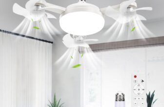 BomKra Ceiling Fan with Lights and Remote 2025 New 3 Heads Drone Ceiling Fans LED 50W 3 Speeds Modern Fan Light Dimmable 3 Color Light Bulb Fan for Bedroom, Living Room, Closet, Garage, Kitchen
