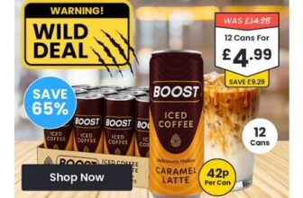 Boost Iced Coffee Deliciously Mellow Caramel Latte 12x 250ml Cans