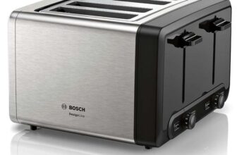 Bosch DesignLine Plus TAT4P440GB 4 Slot Stainless Steel Toaster with Variable Controls