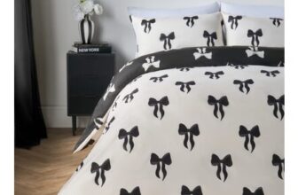 Bow Print Reversible Duvet Cover Set Double