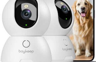 BoyKeep 2K Surveillance Cameras for Home Security, 2-Pack Indoor Camera with Night Vision, Pet Camera Indoor with App, Motion Detection, 2-Way Audio, Cloud/SD Card Storage, Compatible with Alexa