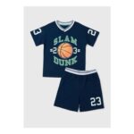 Boys Navy Slam Dunk Top & Short Set (7-13yrs)