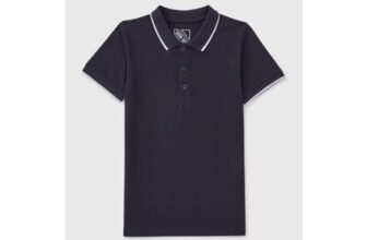 Boys Navy Tipped Polo (7 Teal