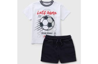 Boys White Football Top & Short Set (1-7yrs) – 4-5 Yrs
