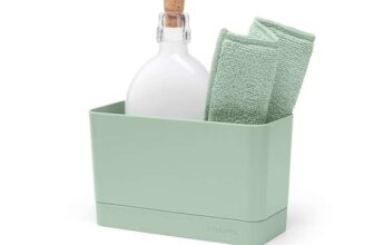 Brabantia – Sinkside Sink Organiser – Dishwasher Safe – Non-Skid Base – Removable Drip Tray