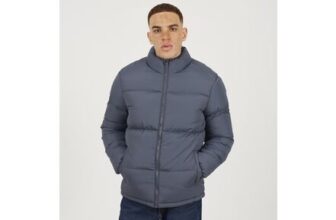 Brave Soul Blue Funnel Neck Padded Jacket