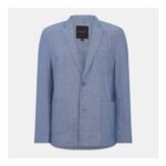 Brave Soul Mens Light Blue Chambray Blazer with Pockets