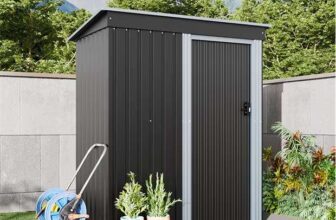 Breeins Metal Weatherproof Charcoal Black Storage Shed (153cm x 77cm x 182cm)