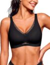 Bresdk Wireless Womens Seamless Jelly Bra Full Coverage Breathable Mesh V-Neck Bralette S-3XL